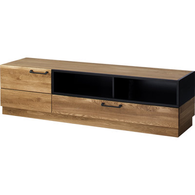 MOSAIC Manufactured + Solid Oak Wood 1-Door 1-Drawer TV Stand for TVs up to 78"