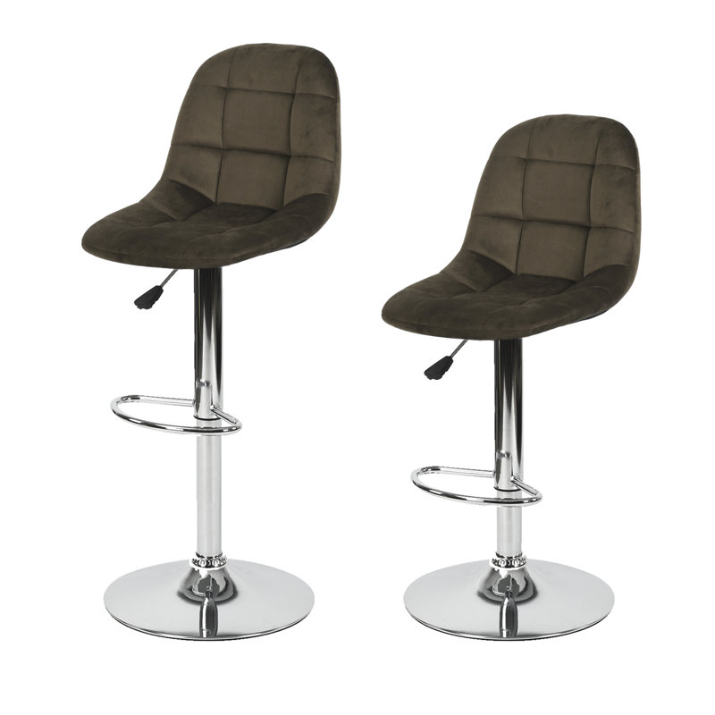 Drumheller Swivel Upholstered Adjustable Height Counter Stool with Metal Frame