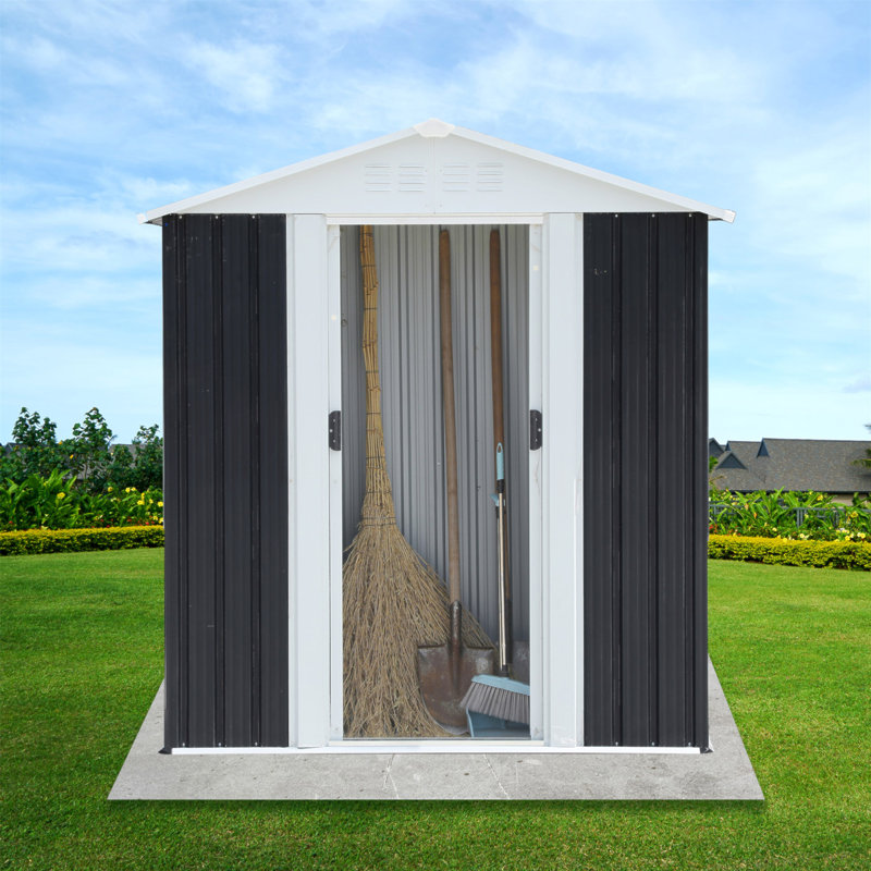 5X3 Ft Grey Sliding Door Garden Shed For Outdoors Storage Apex Roof Design