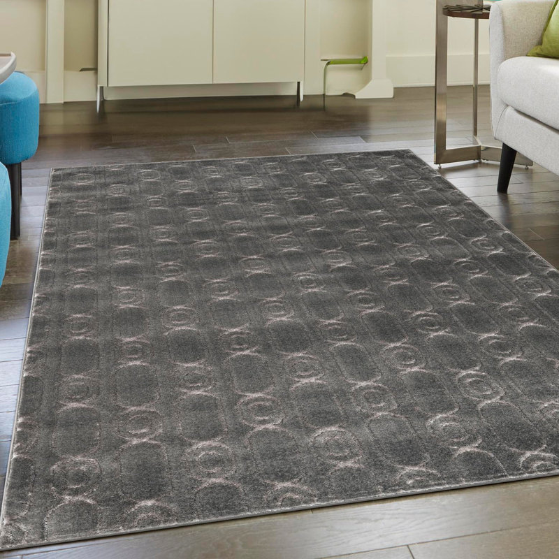 Tapis gris et argent Latitude Run® Colonne Nikica, Rectangle 5 pi 3 po x 7 pi 1 po