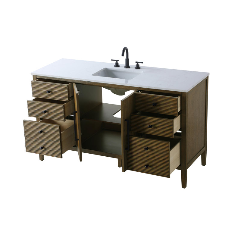 Meuble-lavabo simple 60 po, Noisette chêne
