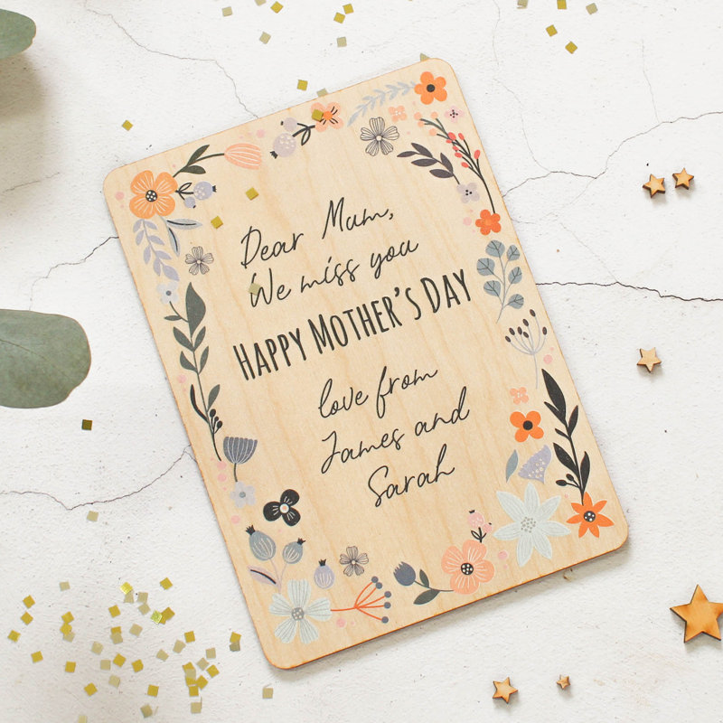 Irwin Personalised Mothers Day Card, Wooden Keepsake, Yes