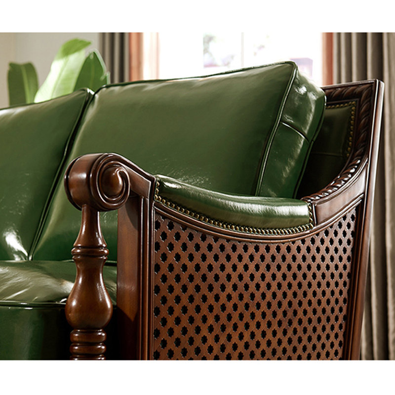 Causeuse en cuir véritable American, Cuir véritable vert