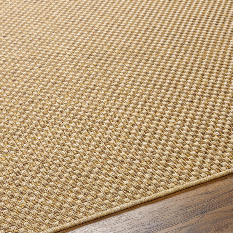 Tapis brun clair à carreaux Agnes, Rond 8 pi