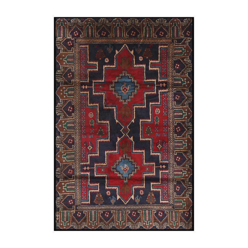 Tapis rouge / bleu Southwestern, Rectangle 8 pi x 10 pi