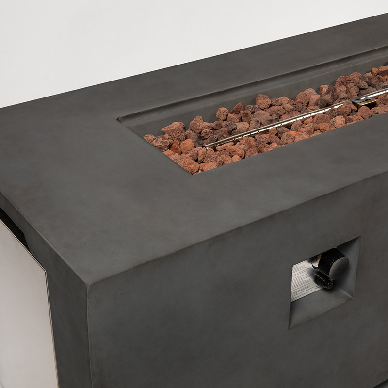 Table rectangulaire pour foyer d'extérieur au propane 60000BTU, Gris foncé
