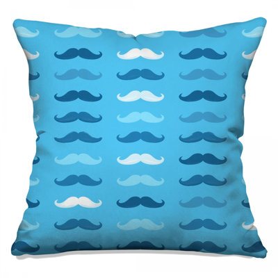 Coussins décoratifs bleus à motif de moustache