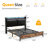 Carson Heavy Duty Metal Bed Frame With Faux Leather Adjustable Headboard & LED Lights & Charging Station, Black-374419951