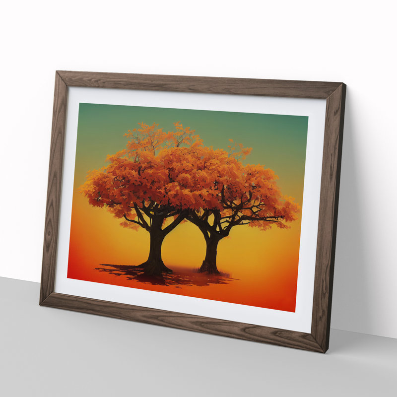 Blooming Trees 1 Piece Single Picture Frame Painting, 25cm H x 34cm W x 2cm D, Walnut Framed