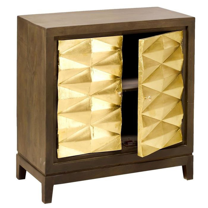 Armoire décorative carrée en laiton doré 36 pouces