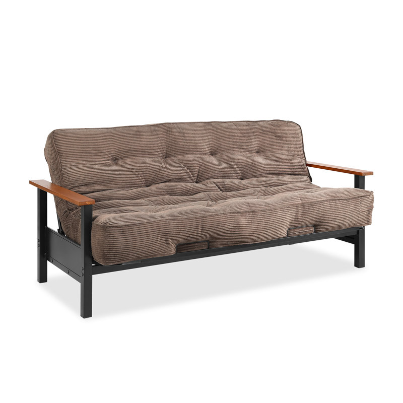 Futon et matelas Mcbroom, Velours côtelé couleur chocolat