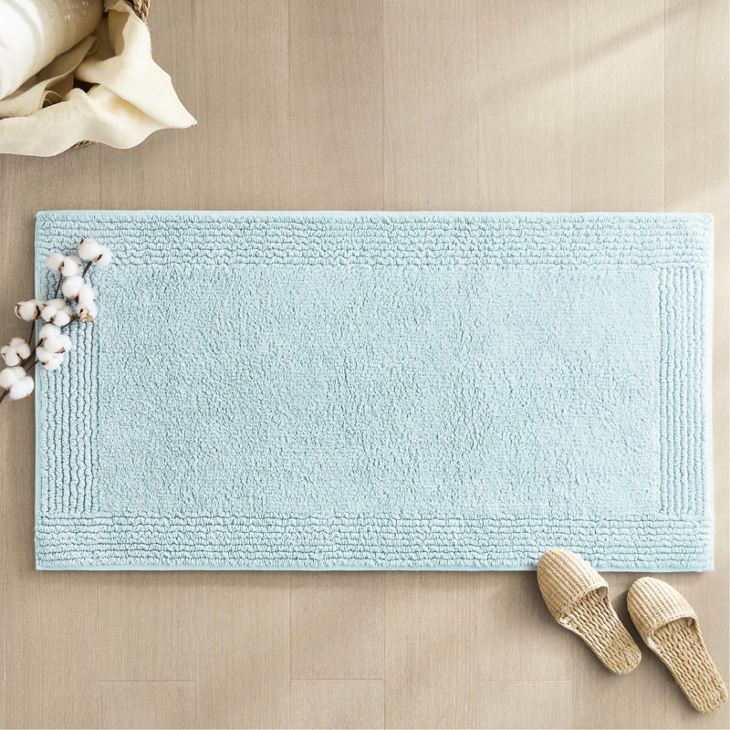 3000 Gsm 100% Cotton 24x44" Reversible Blue Bath Rug - Superior Softness, , Machine Washable, Rectangle 2' x 3'8"
