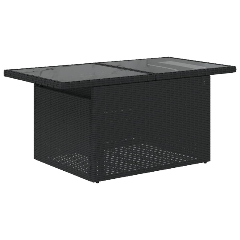 Pirley Rectangular Outdoor Patio Table - 100 cm W 55 cm D, Glass, Black