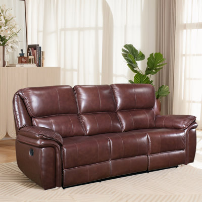 Double Reclining Loveseat Brown Leather Luxurious Comfort Style Living Room Furniture