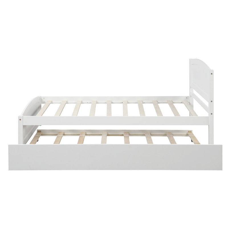 Lit plateforme simple avec lit gigogne, Blanc