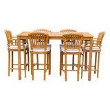 Orleans Outdoor 7 - Piece Teak Bar Height Dining Set with Cushions