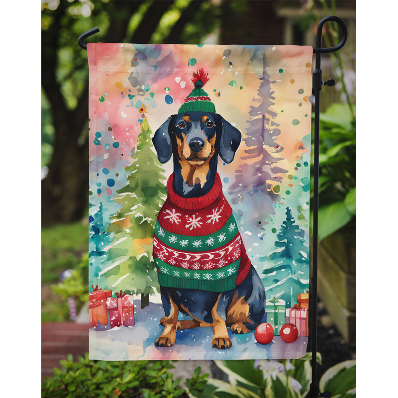 Drapeau de Noël teckel, H 15,5 po x l 11,25 po