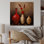 Nature morte vase rouge avec blé et fleurs rouges - Boho Pottery, décoration murale acrylique