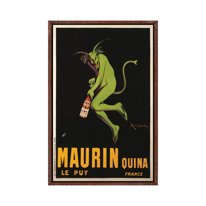 Maurin Quina Advertisement, C.1922 by Leonetto Cappiello - Print on Canvas, Classic Brown Wood Framed Canvas