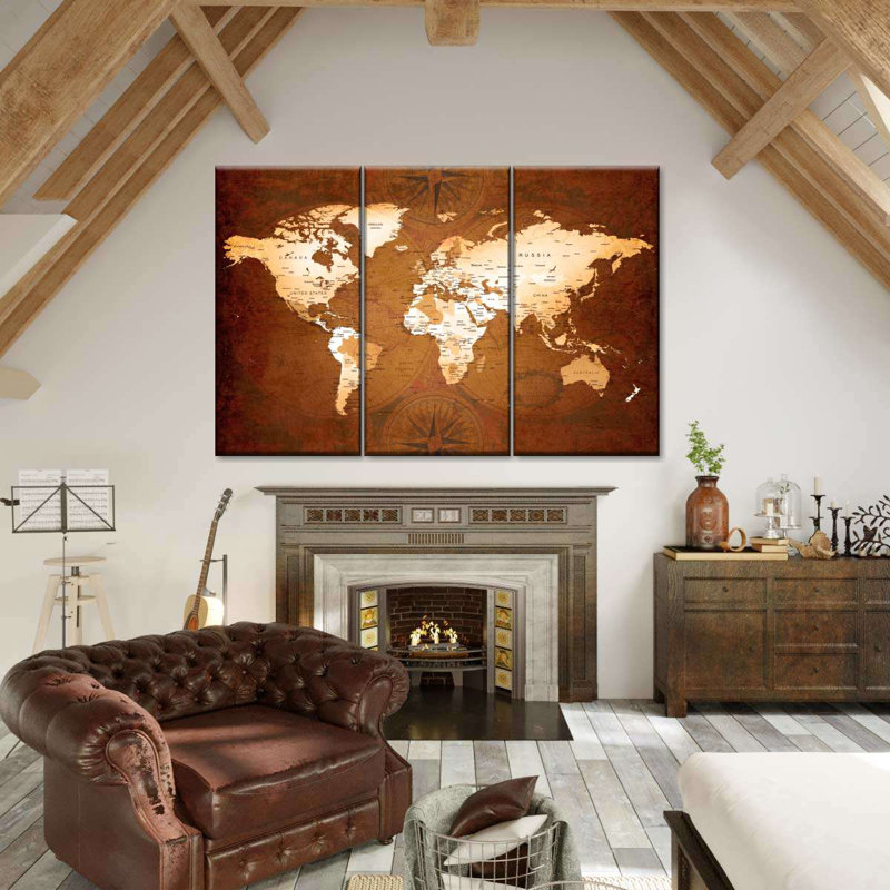Rare World Map, reproduction d'art sur toile, H 48 po x l 74 po x 1,25 po