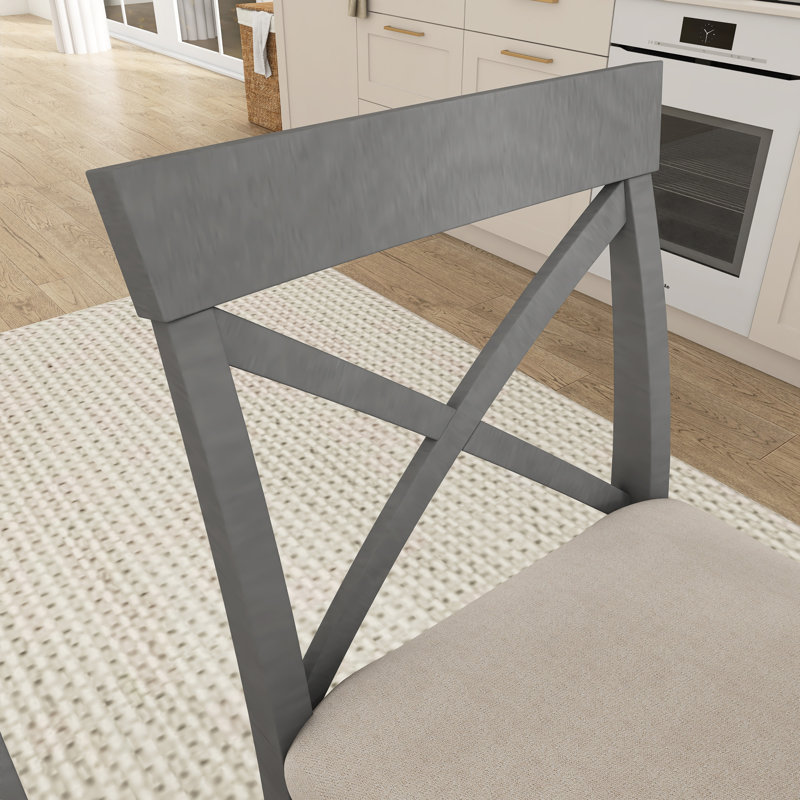 Ensemble de table de salle à manger en bois massif 3 pièces, Gris, Gris, Gris