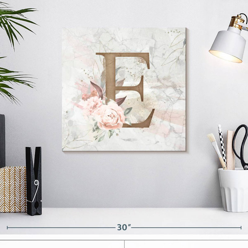 Tergel Floral E Monogram, 16" H x 16" W