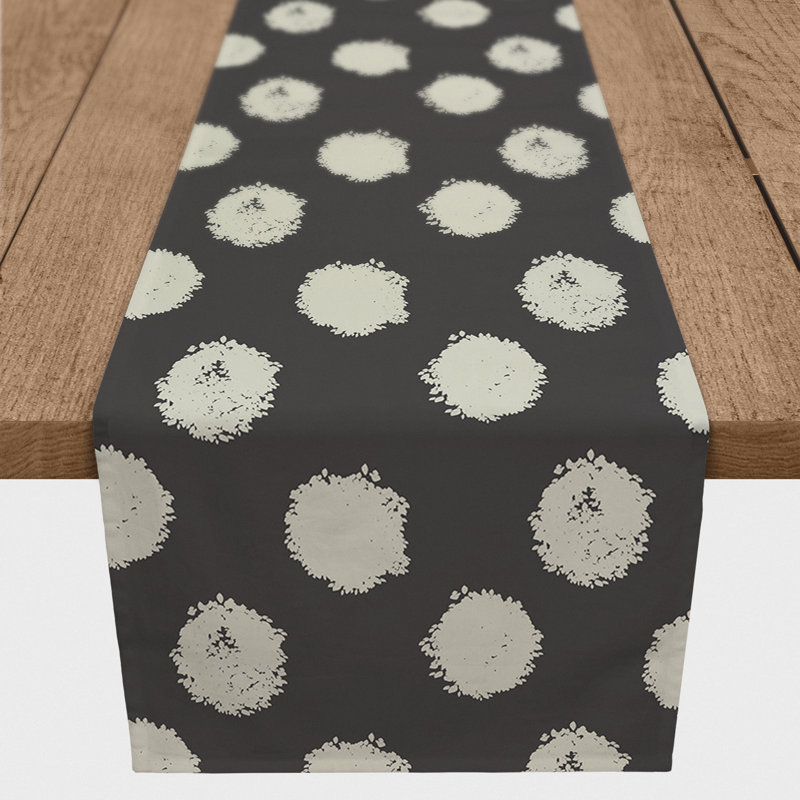 Chemin de table à pois, 72 po x 16 po, Rose / noir