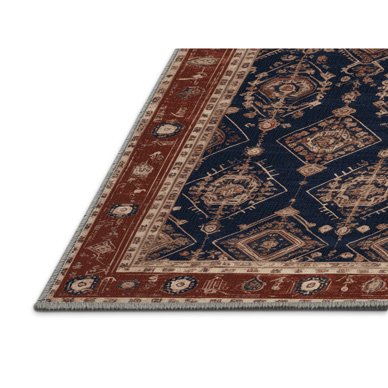 Machine Washable Art Deco Purple Area Rug, Square 4'