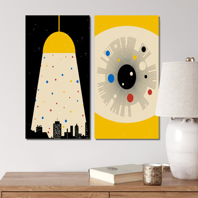 «Retro Geometrics in Bright Vintage Colors II», ensemble de 2 impressions