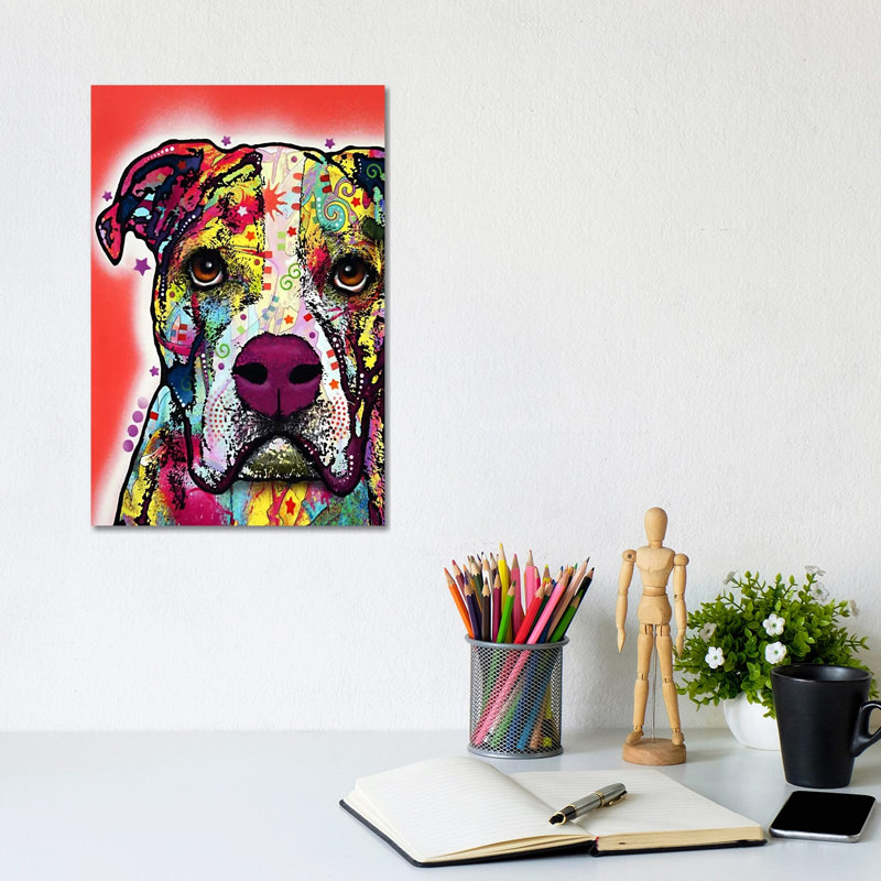 American Bulldog 1 Piece Wrapped Canvas Painting, 20.32 cm H x 30.48 cm W