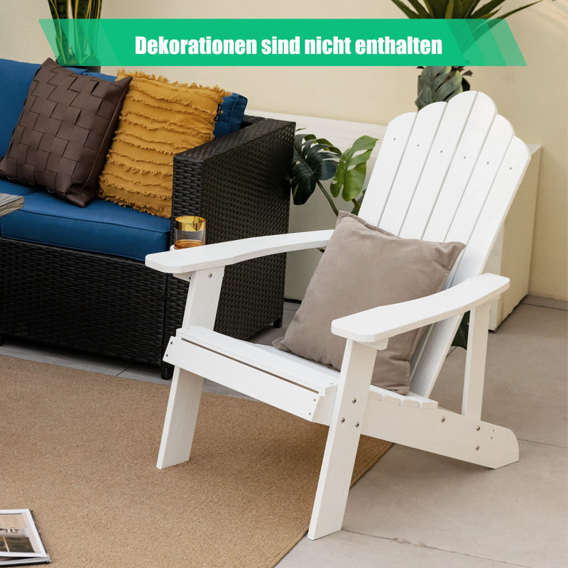 Braziel Foldable Outdoor Adirondack Chair, White