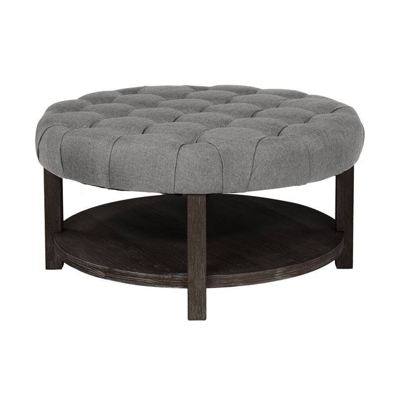 Corto Upholstered Ottoman, Gray, Dark Brown
