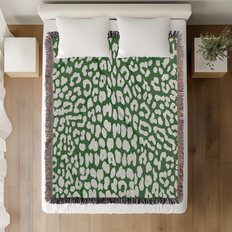 Jeté en mélange de coton Delo, Vert, L 70 po x l 50 po