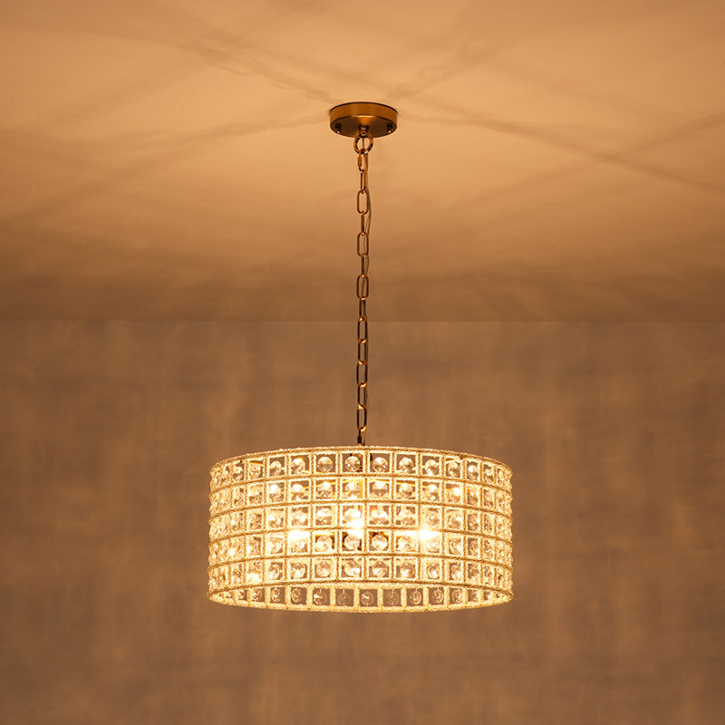 Lustre tambour en cristal à facettes 5 lumières