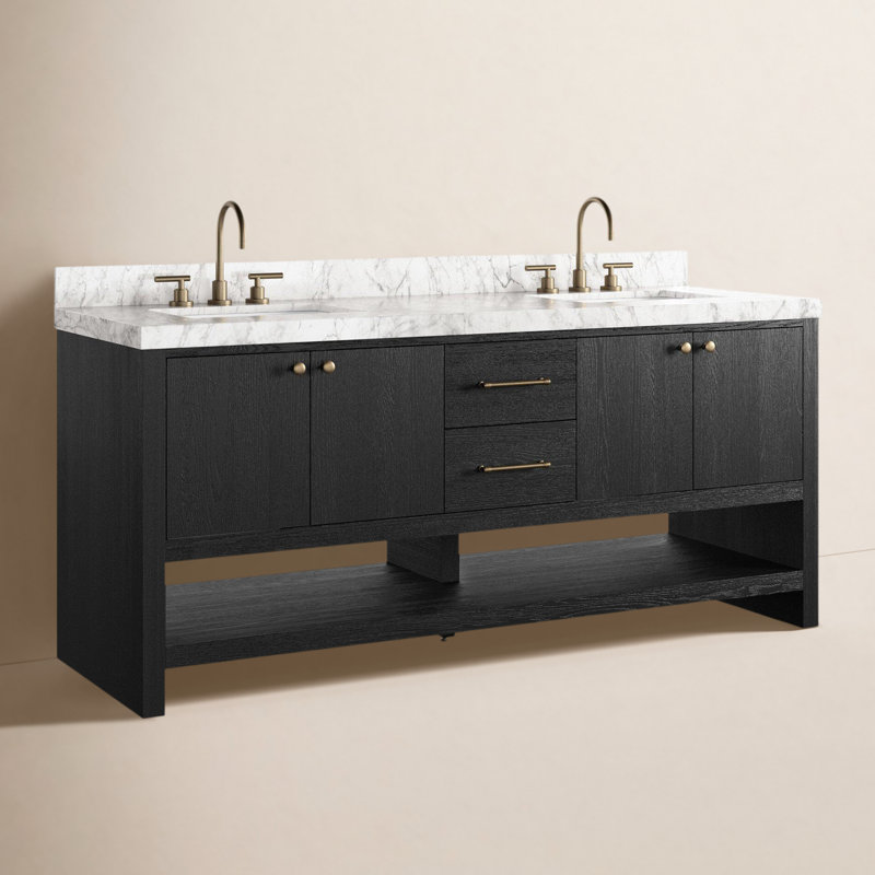 Anthem Double Vanity-Carrara Marble, Black