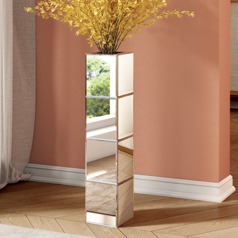 Vase de sol rectangulaire Gudrun fait à la main en verre, décor moderne, accent contemporain, glamour et élégant