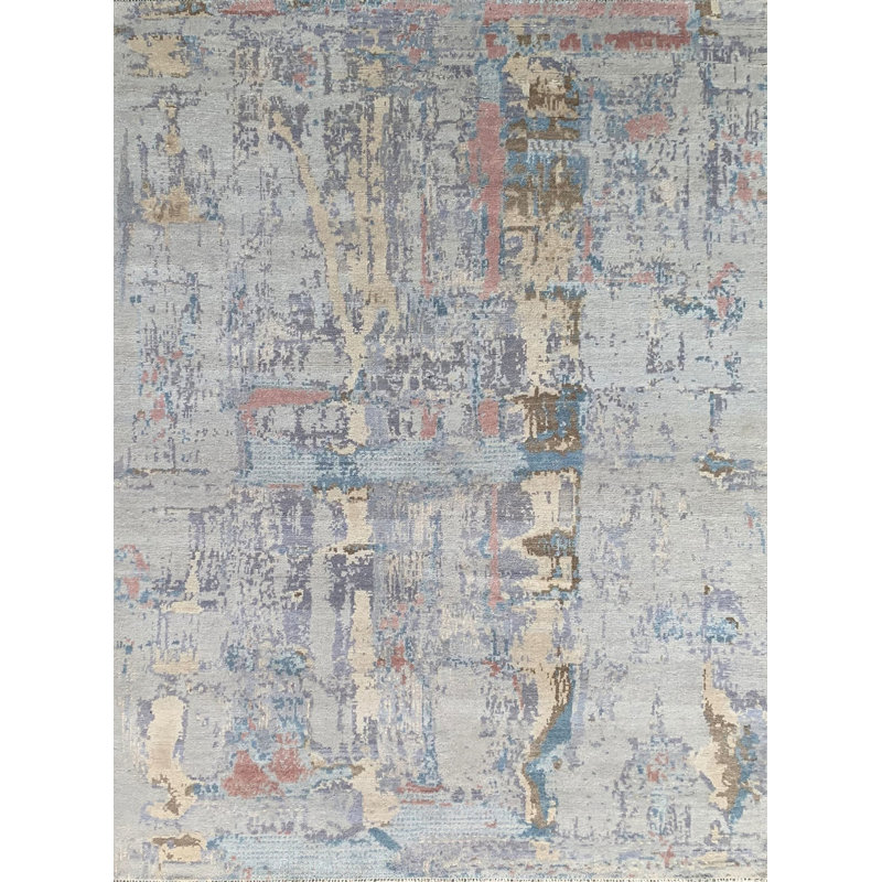 Hand Knotted Wool Area Rug in Multicolored