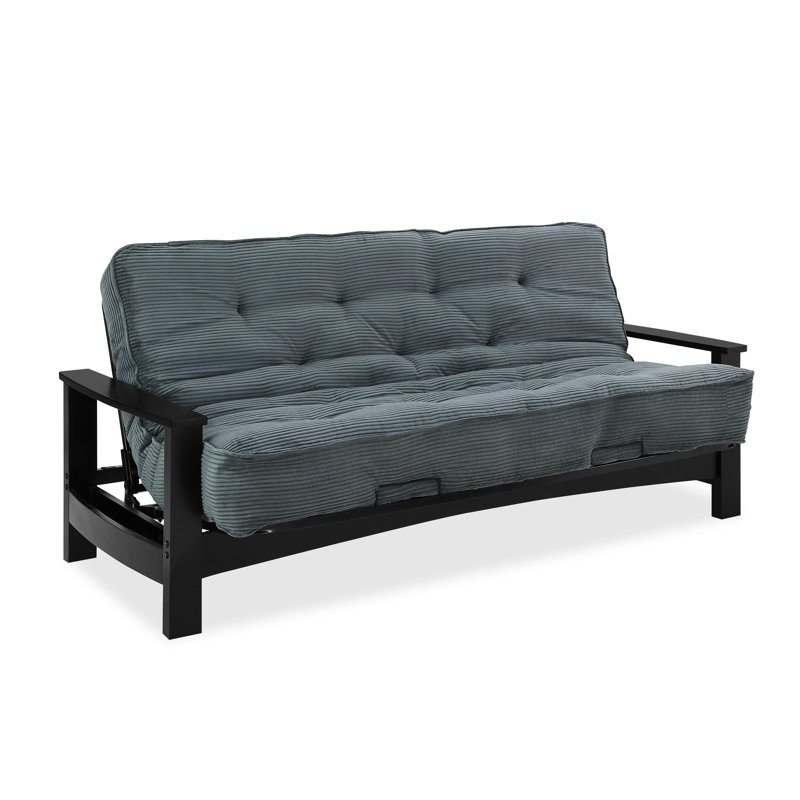 Futon et matelas Mccalla, Velours côtelé couleur vert forêt
