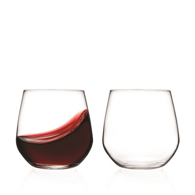 Verres à vin - Ensemble de 2 - Sans pied - Pour blanc - Rouge - Vin - Va au lave-vaisselle - 13 oz. - Qualité européenne - par Barski