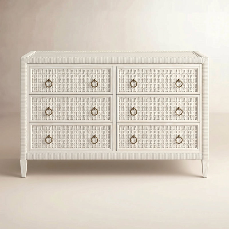 Commode 6 tiroirs Monterey, Bisque, Oui, Laiton