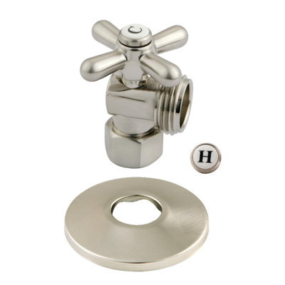 Kingston Brass 1/2-Inch FIP x 3/4-Inch Hose Thread Quarter-Turn Angle Stop Valve with Flange
