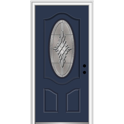 Petite porte d'entrée ovale pré-montée en fibre de verre 2 panneaux Grace Grace
