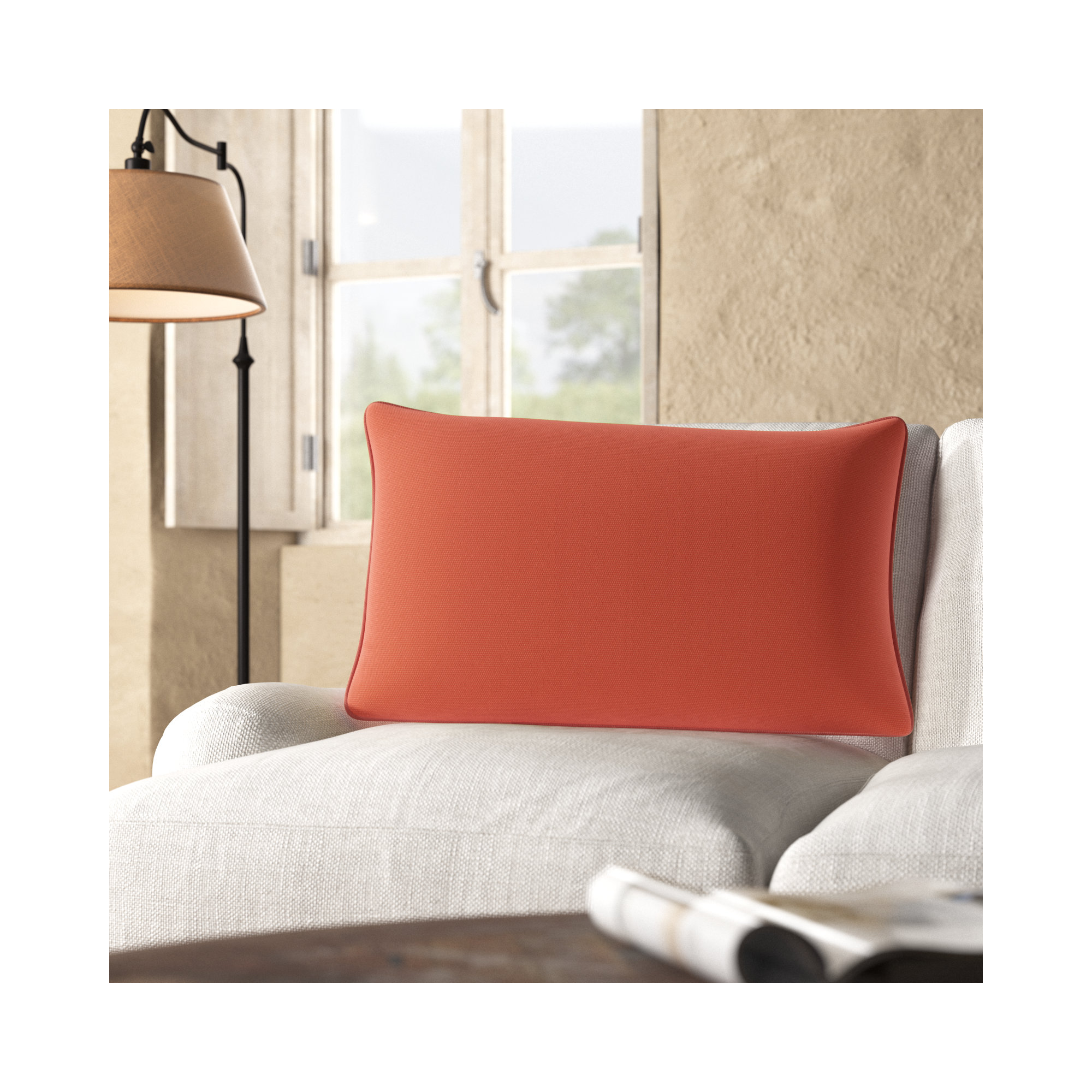 Annata Sunbrella® Indoor/Outdoor Lumbar Throw Pillow, Orange