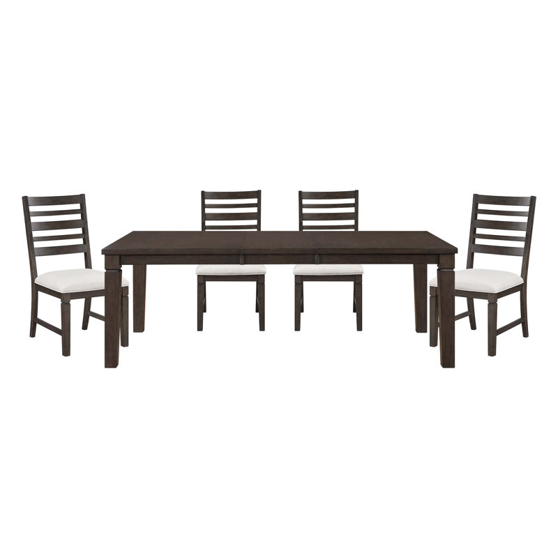 Table de salle à manger classique 5PCS avec rallonge et 4 chaises, Ensemble de cinq pièces : table, quatre chaises