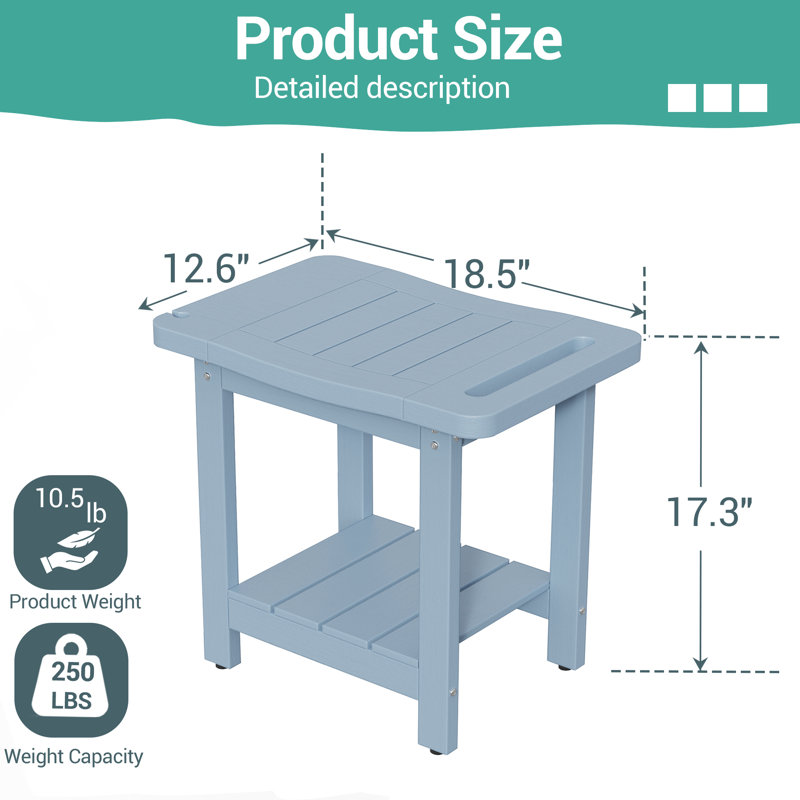 Shower Bench with Shower Head Holder, Water Resistant Shower Stool with Handle and Storage Shelf, Non-Slip Feet, for Bathroom, Adults, Older