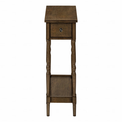 Table d'appoint, 2 niveaux, table de bout, table d'appoint, table de chevet, table étroite, lampe, tiroir de rangement, placage, traditionnel