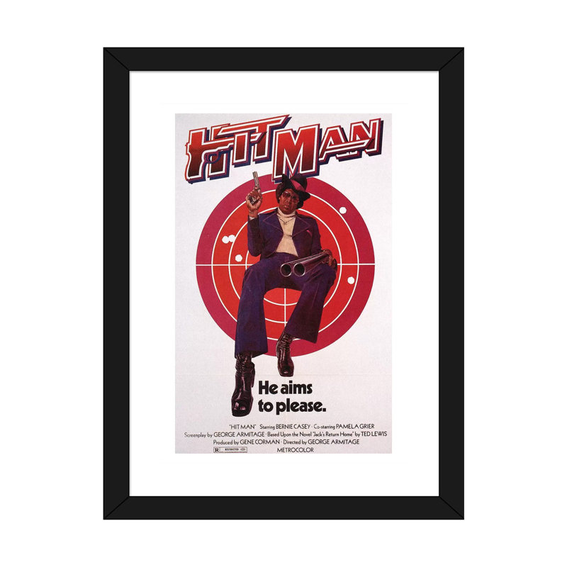 Affiche de film « Hit Man » par radio Days-impression, H 32 po x l 24 po x P 1 po, Papier encadré noir, Blanc