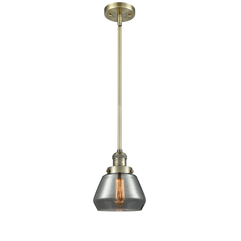 Luminaire suspendu en forme de cloche à 1 lumière Rivka, Ampoule non incluse, Plaqué couleur fumée, Laiton antique