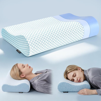 Memory Foam Bed Pillow for Sleeping – Ergonomic Cervical Contour Orthopedic Neck Pillow for Side, Back & Stomach Sleepers