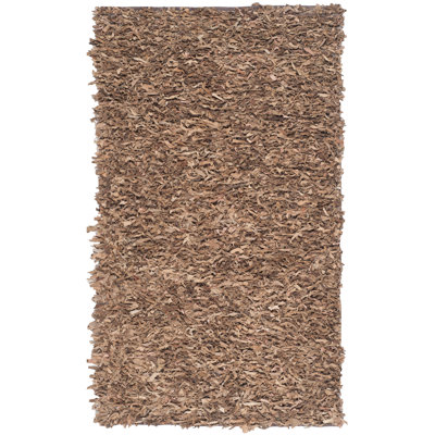 Leather Shag Handwoven Leather Solid Color Rug